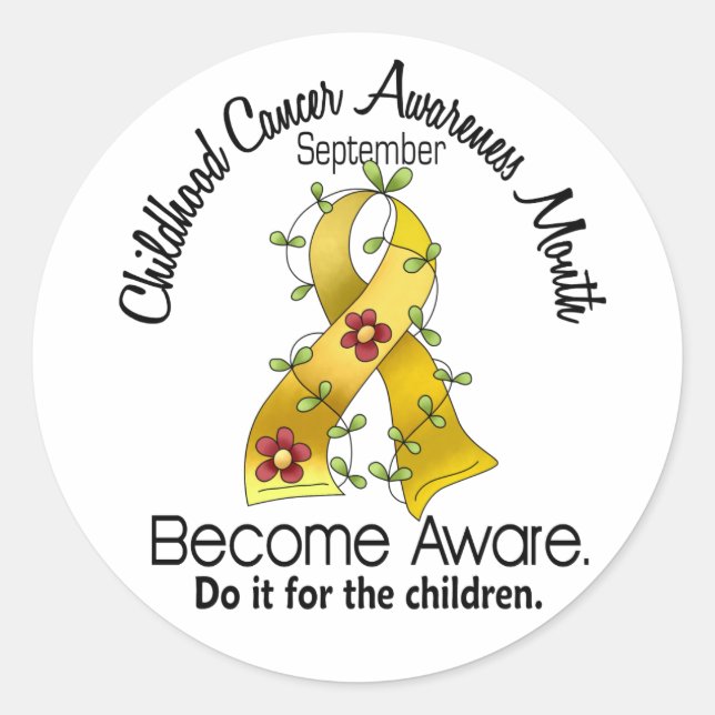 Sticker Rond Mois de sensibilisation au cancer chez l'enfant Ru (Devant)