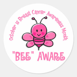 Sticker Rond Mois de sensibilisation au cancer du sein Abeille 