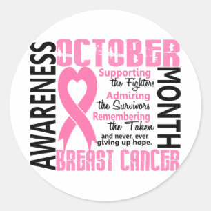 Sticker Rond Mois de sensibilisation au cancer du sein Coeur 1,