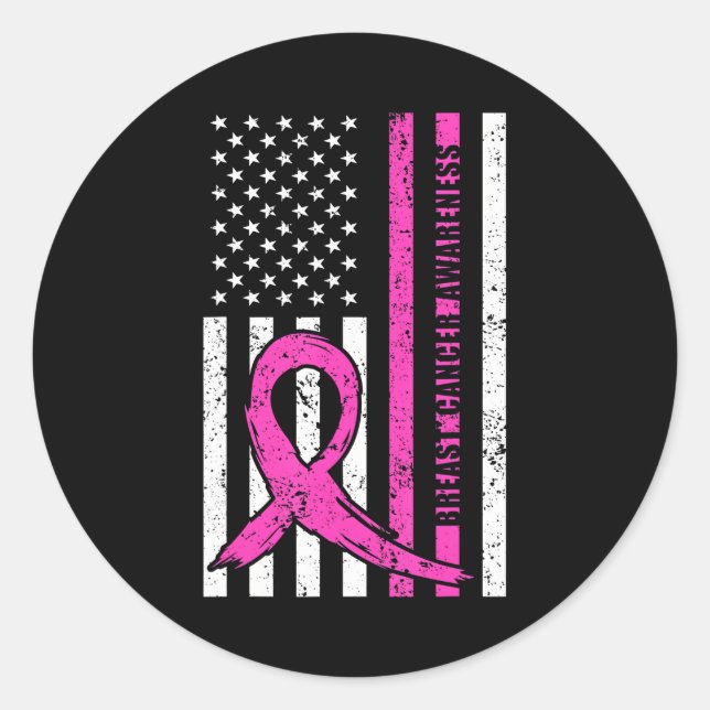 Sticker Rond Mois de sensibilisation au cancer du sein du ruban (Devant)