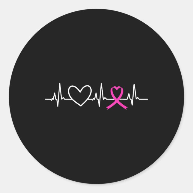 Sticker Rond Mois de sensibilisation au cancer du sein Pink Rib (Devant)