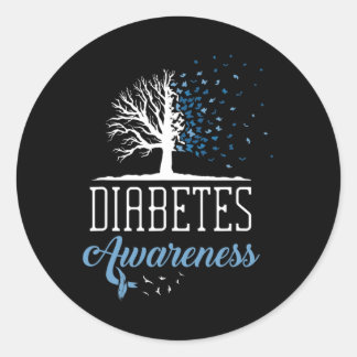 Sticker Rond Mois de sensibilisation au diabète Papillon Vintag