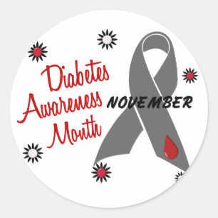 Sticker Rond Mois de sensibilisation au diabète Ruban gris 1.1