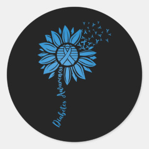 Sticker Rond Mois de sensibilisation au diabète Tournesol bleu 