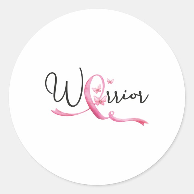 Sticker Rond Mois du cancer du sein Papillons rose Ruban femmes (Devant)