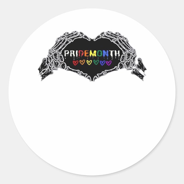 Sticker Rond Mois Skeleton Heart Hands LGBTQIA (Devant)