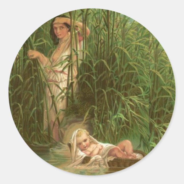 Sticker Rond Moïse Bébé Et Le Nil (Devant)