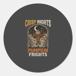 Sticker Rond Moissons d'Halloween Épouvantails de citrouille