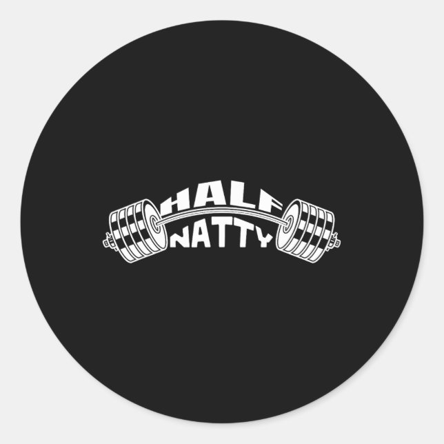 Sticker Rond Moitié Natty Bodybuilder Mème Stéroïdes Sport Fitn (Devant)