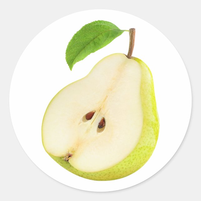 Sticker Rond Moitié poire jaune (Devant)