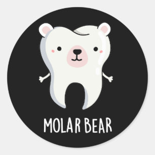 Sticker Rond Molar Bear Funny Dot Pun Dark BG