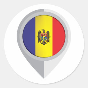 Sticker Rond Moldavie Pin Emplacement Drapeau pour votre famill