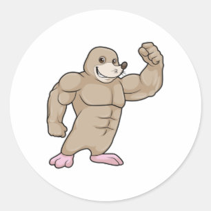 Sticker Rond Mole comme Bodybuilder avec de grands Muscles