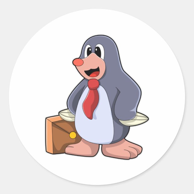 Sticker Rond Mole comme entrepreneur avec sac (Devant)