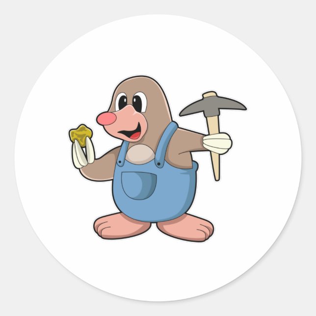 Sticker Rond Mole comme Miner avec Or (Devant)