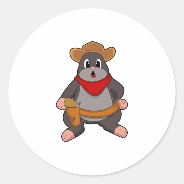 Sticker Rond Mole en cowboy (Devant)