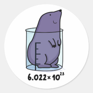 Sticker Rond Mole Equation Cute Mole Dans Un Jeu De Bécher