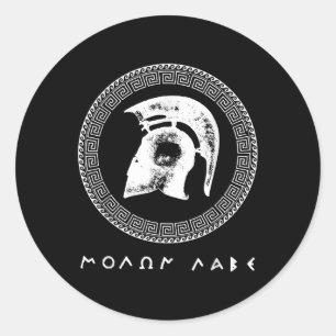 Sticker Rond Molon Labe Casque de guerrier spartiate Ancien Wa 