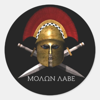 Sticker Rond Molon Labe Spartan Skull