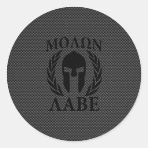 Sticker Rond Molon Labe Spartan Warrior Laurels Décor Carbone