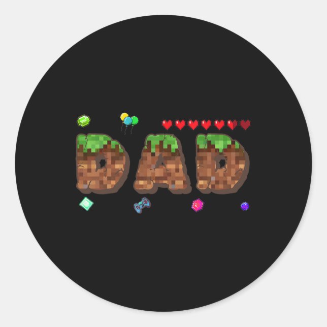 Sticker Rond Mom And Dad Of The Birthday Boy Pixel Game Matchin (Devant)