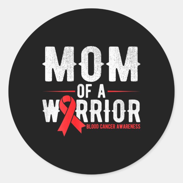 Sticker Rond Mom Of The Warrior Blood Cancer Awareness  (Devant)