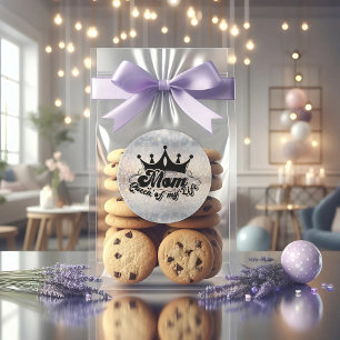 Sticker Rond MOM Reine de ma vie Parties scintillant CLASSIQUE 