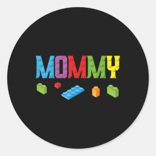 Sticker Rond Mommy Master Builder Bâtiment Briques Blocs Famill
