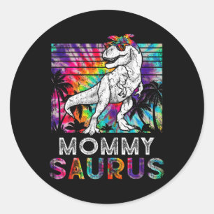 Sticker Rond Mommysaurus Dinosaur Maman Saurus Famille Assorti 