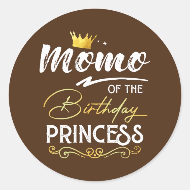 Sticker Rond Momo De L'Anniversaire Princess Girl Party Famille (Devant)