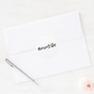 Sticker Rond #MomTribe   Modernité de la maternité Script Fête 