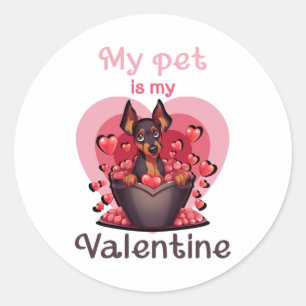 Sticker Rond Mon animal de compagnie est ma Saint Valentin, no 