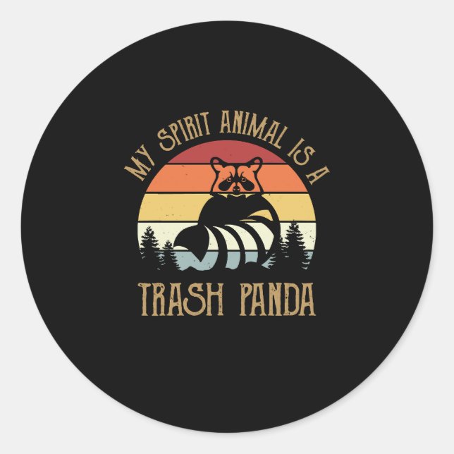 Sticker Rond Mon Animal Spirit Est Un Amoureux De Panda Raccoon (Devant)