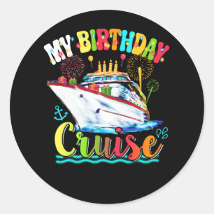 Sticker Rond Mon Anniversaire Voyage de croisière de bateau de 