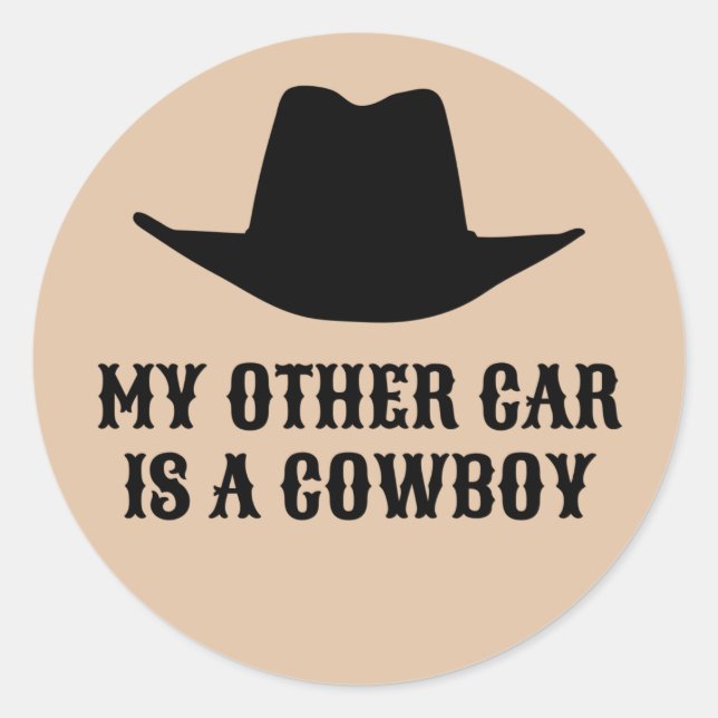 Sticker Rond Mon autre voiture est un cowboy (Devant)