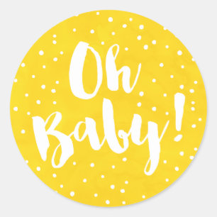 Sticker Rond Mon bébé Baby shower d'aquarelle jaune