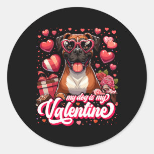 Sticker Rond Mon Boxer Est Mon T-Shirt De La Saint-Valentin Cad