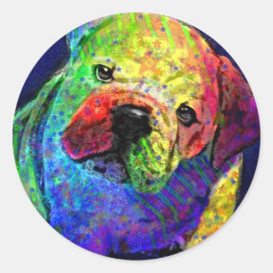 Sticker Rond mon bulldog psychédélique
