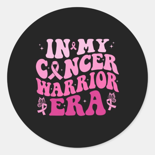 Sticker Rond Mon cancer guerrier de l'ère du sein de sensibilis (Devant)