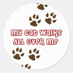 Sticker Rond Mon Chat Marche Sur Moi