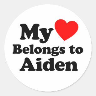 Sticker Rond Mon coeur appartient à Aiden