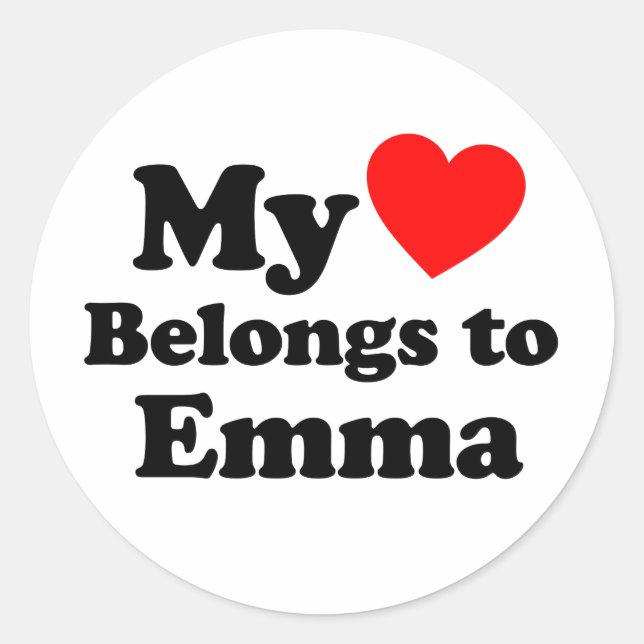 Sticker Rond Mon coeur appartient à Emma (Devant)