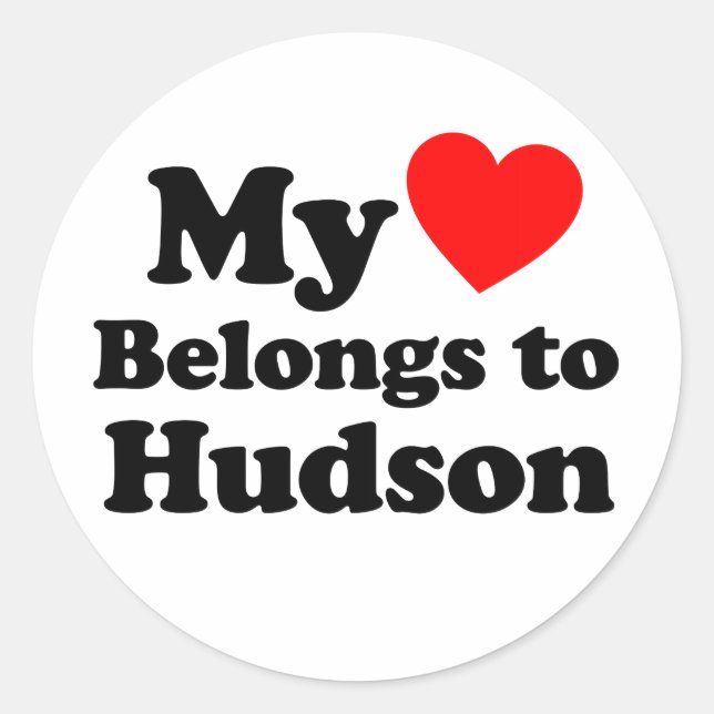 Sticker Rond Mon coeur appartient à Hudson (Devant)