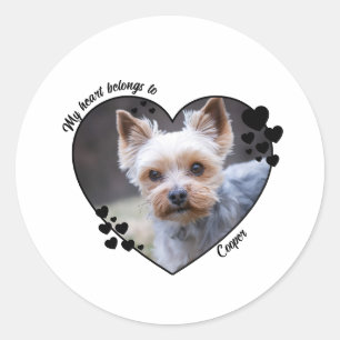 Sticker Rond Mon cœur appartient au T-Shirt personnalisé pour c