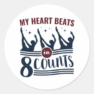 Sticker Rond Mon cœur bat en 8 temps de natation synchronisée