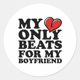 Sticker Rond mon coeur bat seulement pour mon petit ami