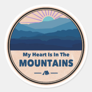 Sticker Rond Mon coeur est dans les montagnes