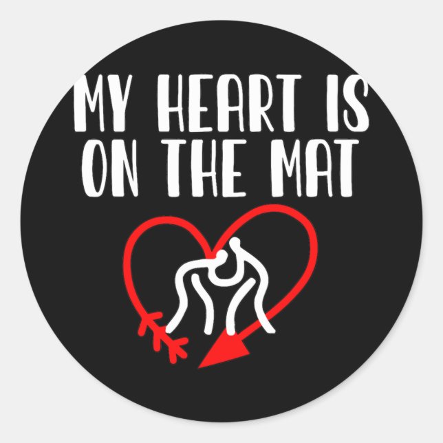 Sticker Rond Mon coeur est sur le Mat Wrestling Maman Wrestling (Devant)