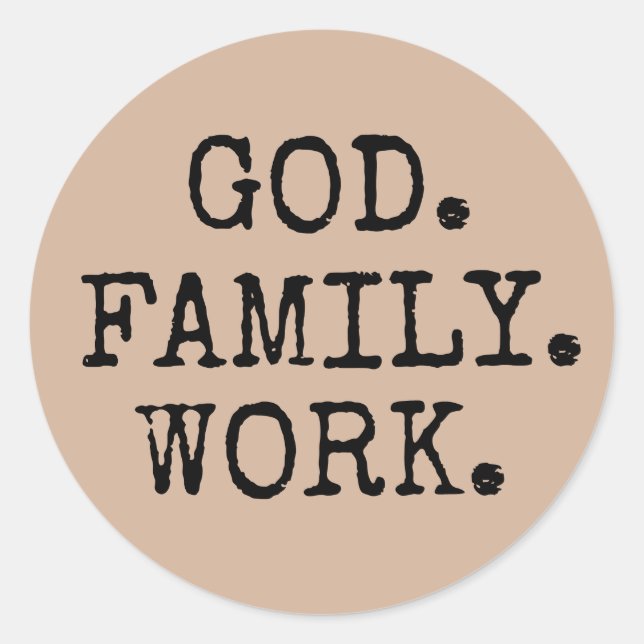 Sticker Rond Mon Dieu. Famille. Work. Citation de Christian (Devant)