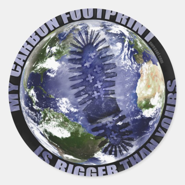 Sticker Rond Mon empreinte carbone est plus grande que la vôtre (Devant)